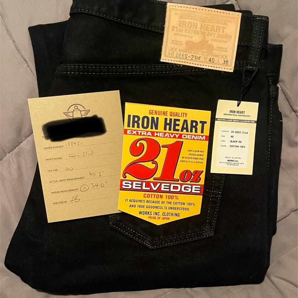 Iron Heart IH-666S-21od 21oz Overdyed Selvedge Slim Straight Denim Jeans 40 NWT!